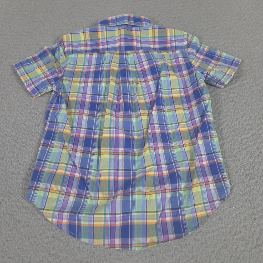 Ralph Lauren Shirt Boys 5 Multi Plaid Madras Short Sleeve Button Down Pony Logo